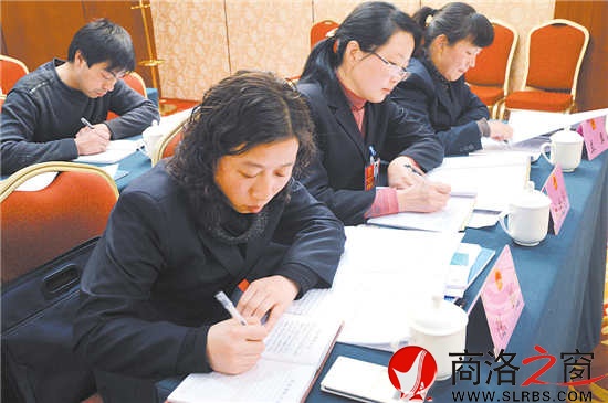 柞水團(tuán)代表正在認(rèn)真撰寫建議。 （記者 李敏 費(fèi)翔 攝）